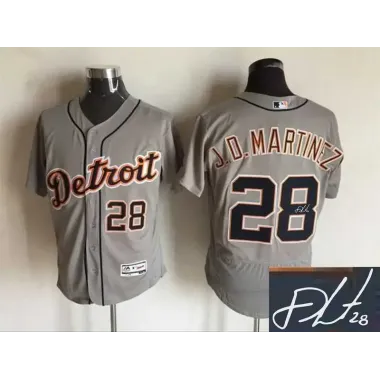 Detroit Tigers #28 J.D.Martinez Gray Flexbase Collection Stitched Signature Edition Jersey