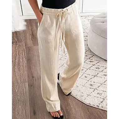 Drawstring Pocket Design Casual Pants