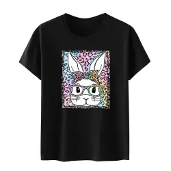 Easter Leopard Bunny Print Casual T-shirt