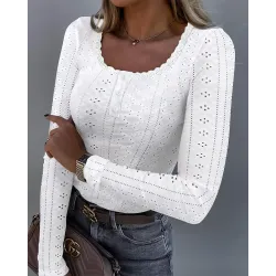 Eyelet Embroidery Lace Trim Top