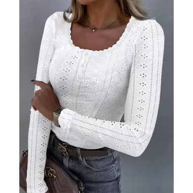 Eyelet Embroidery Lace Trim Top