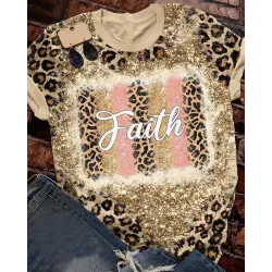 Faith Leopard Print Casual T-shirt