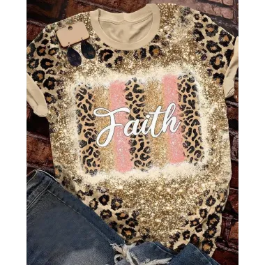 Faith Leopard Print Casual T-shirt