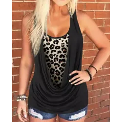 Fake Two-piece Cheetah Print Tank Top