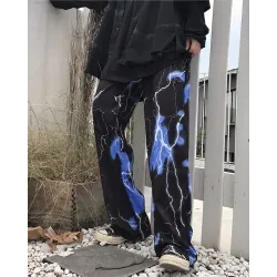 Flash Print Loose Straight Pants