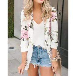 Floral Print Casual Blazer Coat