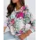 Floral Print Drawstring Hooded Pocket Sweatshirt