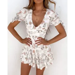 Floral V-Neck Mini Dress