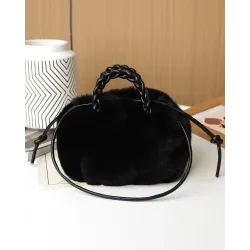 Fluffy Braided Top Handle Magnetic Shoulder Bag