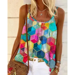 Geometric Print Flowy Cami Top