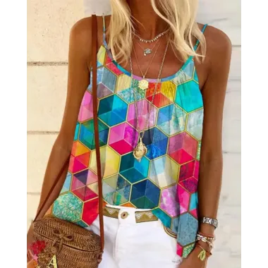 Geometric Print Flowy Cami Top