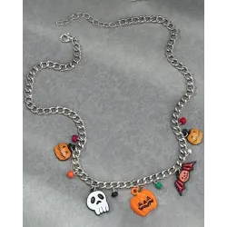 Halloween Ghost Pumpkin Bat Pendant Necklace