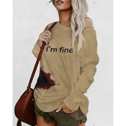 Halloween Letter Blood Print Long Sleeve Top