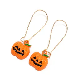 Halloween Pumpkin Pattern Drop Earrings