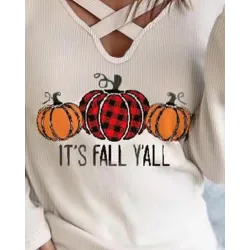 Halloween Pumpkin Print Long Sleeve Top