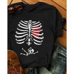 Halloween Skeleton Graphic Print T-Shirt