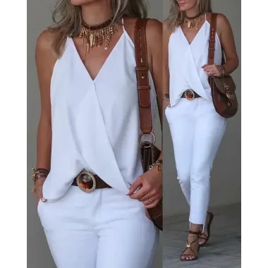 Halter Sleeveless Wrap Tank Top