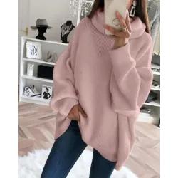 High Neck Long Sleeve Knit Sweater