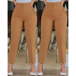 High Waist Cropped Work Pants