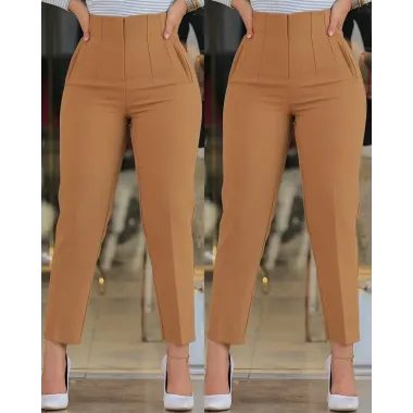 High Waist Cropped Work Pants