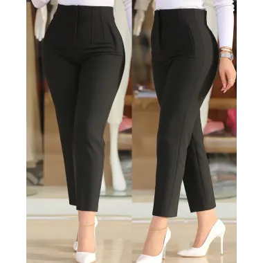 High Waist Cropped Work Pants