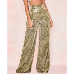 High Waist Glitter Wide Leg Pants