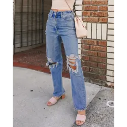 High Waist Hollow Jeans