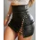 High Waist PU Leather Eyelet Lace-Up Skirt