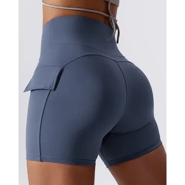 High Waist Side Pocket Quick Dry Active Shorts