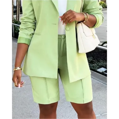 High Waist  Bermuda Blazer Shorts