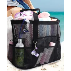 Hollow Out Multi-pockets Accessories Organizer Large Capacity Cosmetic Makeup Travel Toiletry Beach Bag