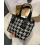 Houndstooth Zipper Design Satchel Bag