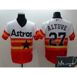 Houston Astros #27 Jose Altuve White Orange 2016 Flexbase Collection Cooperstown Signature Edition Jersey