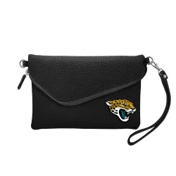 Jacksonville Jaguars Purse Pebble Fold Over Crossbody Black - Special Order