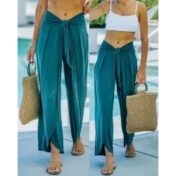 Knotted Wide Leg Casual Pants