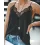 Lace Insert Spaghetti Strap Casual Tank