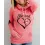 Letter Heart Print Hooded Long Sleeve Sweatshirt