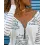 Letter Print Zipper Design V-Neck Top