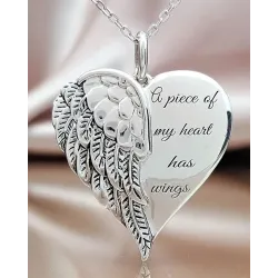 Letter & Wings Heart Shaped Pendant Necklace