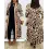 Lip Cheetah Print Long Sleeve Longline Coat