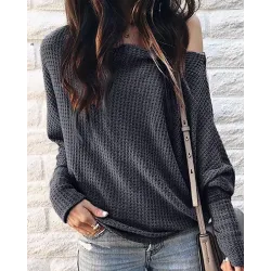 Long Sleeve Casual Hollow Out Top