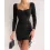 Long Sleeve Drawstring Ruched Bodycon Dress