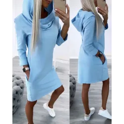 Long Sleeve Hooded Casual Dress