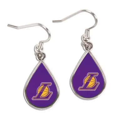 Los Angeles Lakers Earrings Tear Drop Style - Special Order