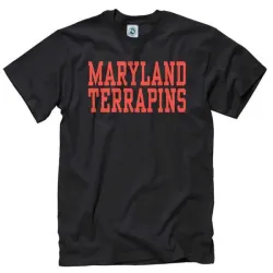 Maryland Terrapins Stacked Text Neon WEM T-Shirt - Black