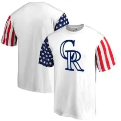 Men\'s Colorado Rockies Fanatics Branded Stars & Stripes T-Shirt White FengYun