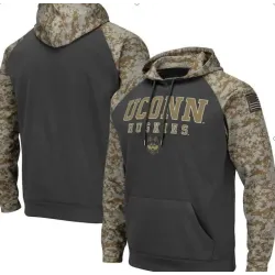 Men\'s Connecticut Huskies Gray Camo Pullover Hoodie