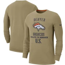 Men\'s Denver Broncos Nike Tan 2019 Salute to Service Sideline Performance Long Sleeve Shirt