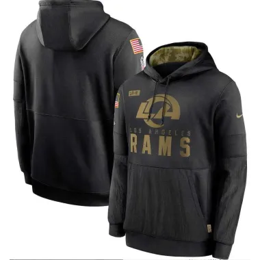 Men's Los Angeles Rams Nike Black 2020 Salute to Service Sideline Performance Pullover Hoodie