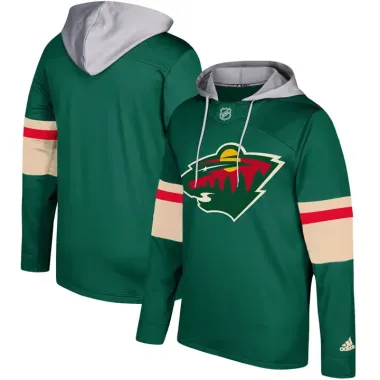 Men's Minnesota Wild Adidas Green Silver Jersey Pullover Hoodie